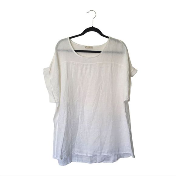 Bellambia Tops - Bellambia White 100% Linen Oversized Blouse